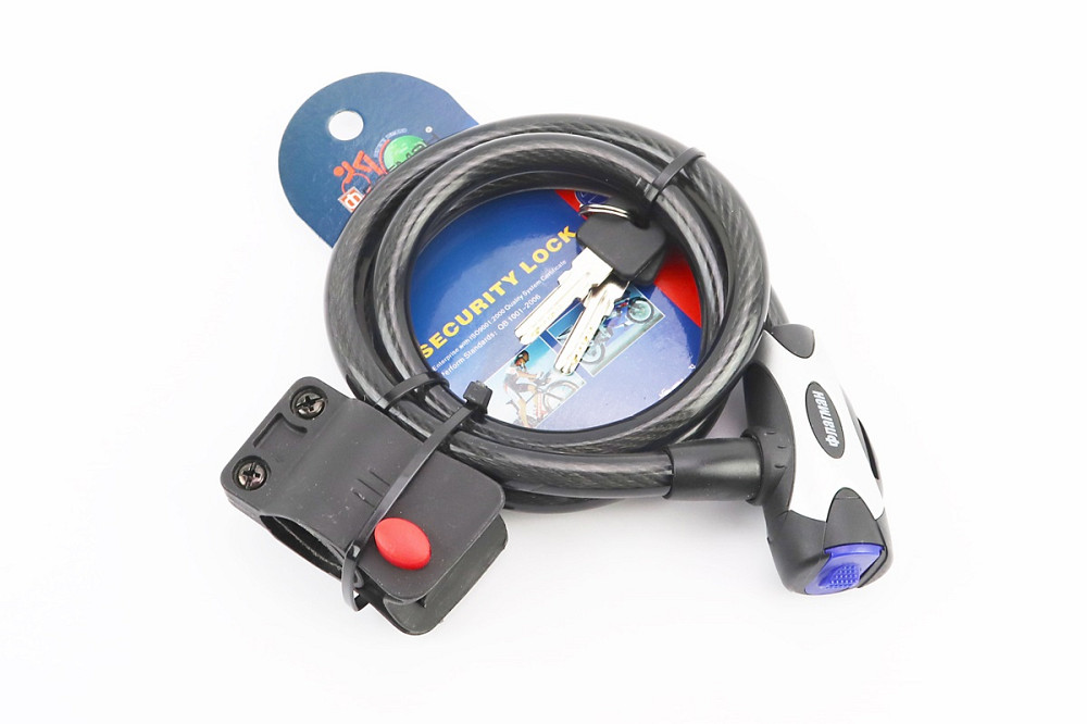 Замок протиугінний тросовий 1000х12мм під ключ, кріплення за трубу сидіння, TY555 Київ - фото 1