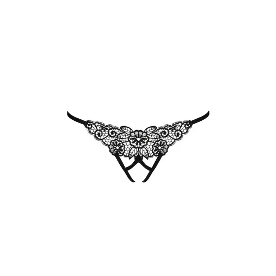 Трусики мереживні з доступом Passion Exclusive VIOLANTE THONG L/XL, black Львів