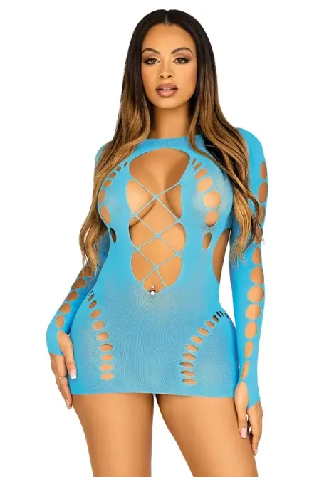 Безшовна мінісукня Leg Avenue Long sleeve cut out mini dres One size Turquoise Львів - фото 1