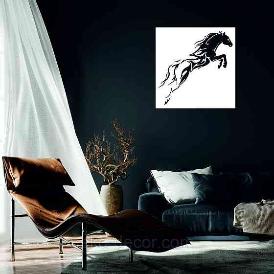 Декоративное настенное Панно «Лошадь» Декор на стену 90*90 см, Белый Киев