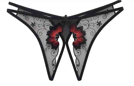 Еротичні труси жіночі з розрізом універсальний чорний Київ