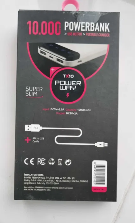 Портативний зовнішній акумулятор Power Bank Powerway TX10 10000mAh (Чорний) Вінниця - фото 8