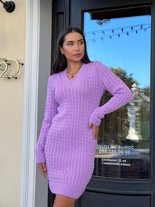 Жіноча в'язане плаття туніка трикутним вирізом.42-48р Київ - фото 7