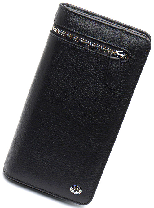 Чоловічий гаманець ST Leather (20 х 10 х 3.5 см) з натуральної шкіри Чорний Київ - фото 12
