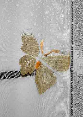 Тюль жакард колір білий з коричневим 1886т Київ