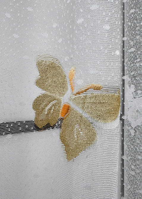 Тюль жаккард цвет белый с коричневым 1886т Киев - изображение 4