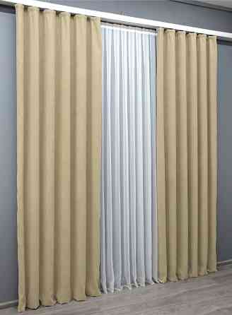 Комплект готовых штор VR-Textil Микровелюр Petek YL № 1801ш Кремовый 150х295 см 2 шт (33-0775) Киев
