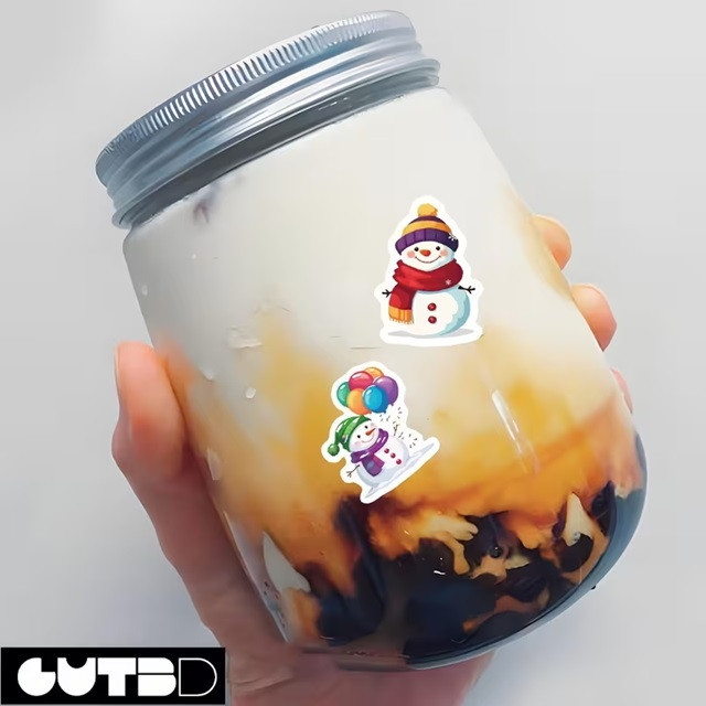 Новорічні наклейки зі сніговиками 500 шт – рулон, 8 дизайнів Київ - фото 3