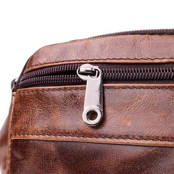 Бананка для мужчин в винтажном стиле из натуральной кожи Vintage sale_15106 Коричневый Киев