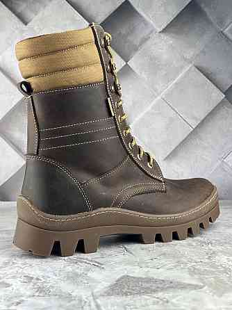 Чоловічі військові берці Тайфун коричневі водонепронекні на хутрі прошиті та проклеєні якісні берці WAR Львів