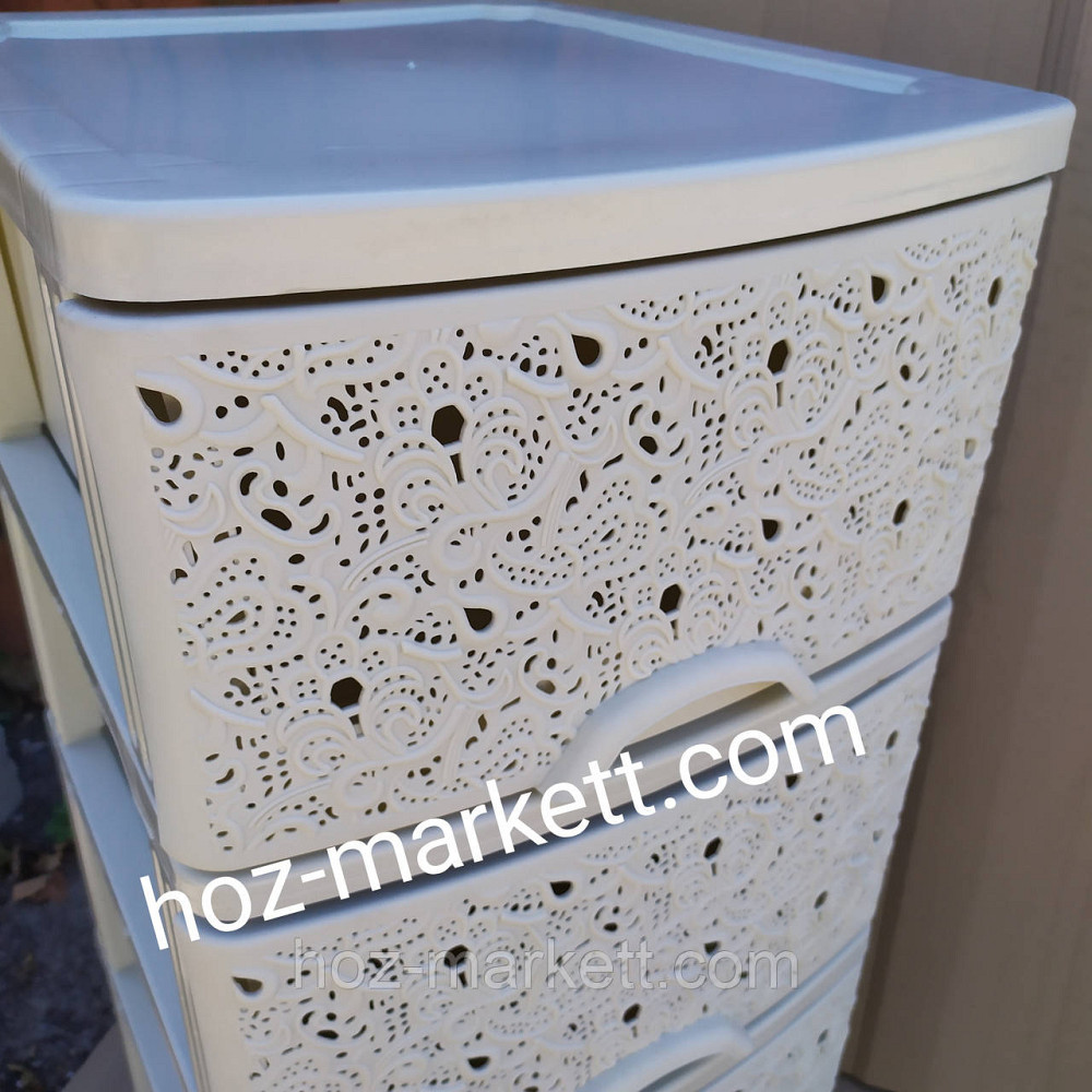 Комод пластиковый кремовый на 4 ящика ажурный производство Украина Харьков - изображение 9