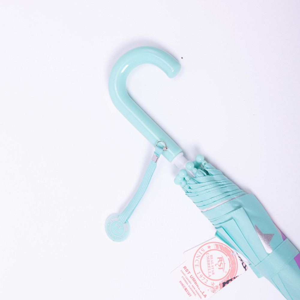 Класична дитяча парасолька-тростина механічна з поліестеру міцна надійна 8 спиць діаметр 89 см М'ятний HP-23-12M Київ - фото 8