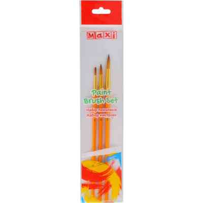 Кисточка для рисования Maxi набор 3 шт синтетический ворс, круглые (№ 1, 4, 7) короткая ручка (MX60873) Винница
