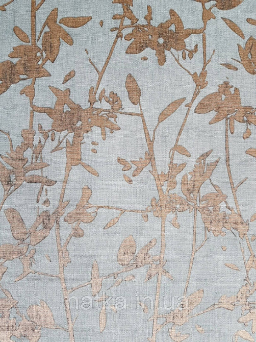 Ообои вінілові на флізелін Decoprint Moments MO22874 листя гілки золоті на блакитному тлі Київ - фото 1