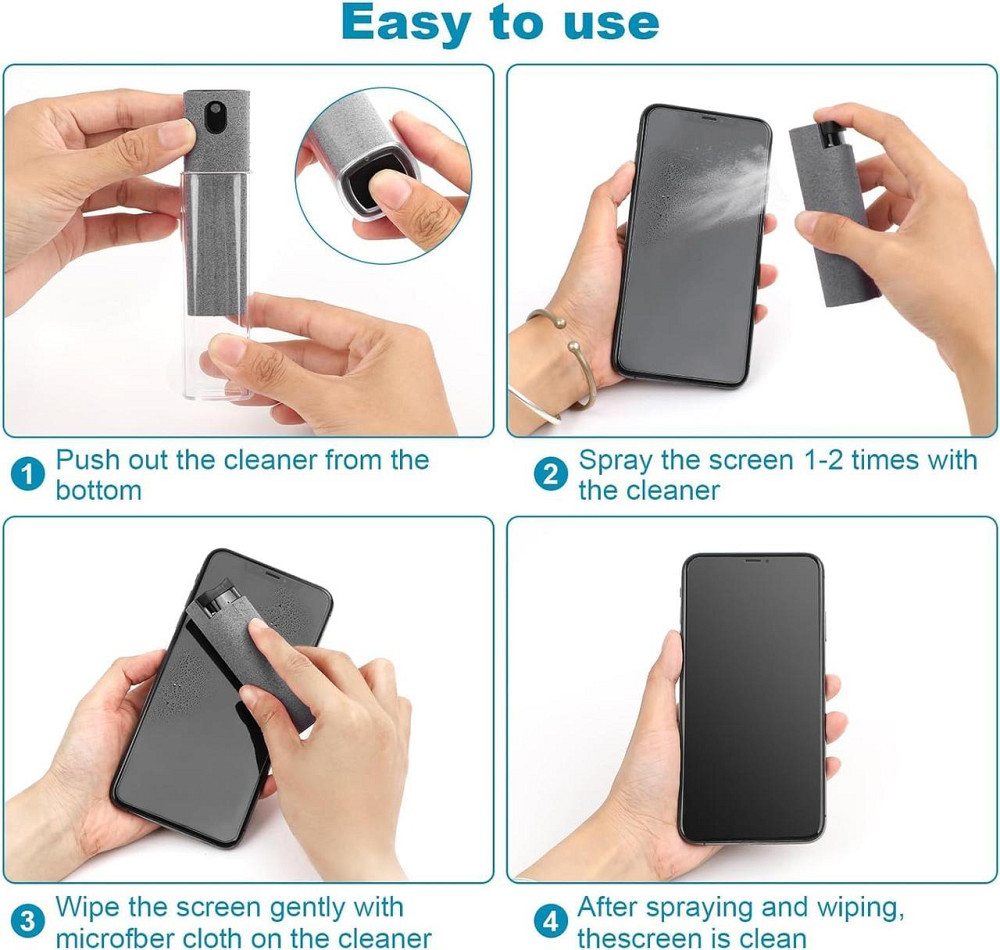 Средство для очистки экранов Acuvar 3-в-1: спрей, микрофибра, футляр для телефона, ноутбука, ТВ, авто, экранов Киев - изображение 2