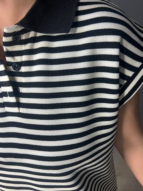 Платье женское A-N 26073 футболка поло длинное в полосу оверсайз черный с белым, чорный с белым, one size Киев - изображение 11