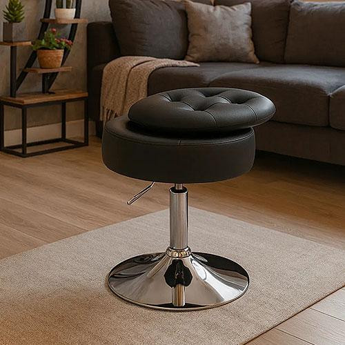 Пуф кресло табурет черный вращающийся с хранилищем для косметики и вещей Киев - изображение 1