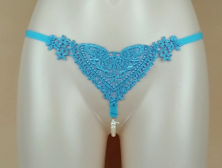 Эротические трусы голубые с жемчугом - размер универсальный, (на резинке) Киев - изображение 4