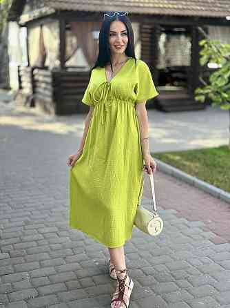 Довга муслінова сукня "Lira" | Норма і батал Гірчичний, 46-48 Київ