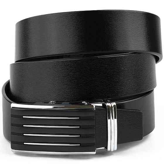 Ремень мужской с автоматической пряжкой полоска Vintage 20301 Черный Киев