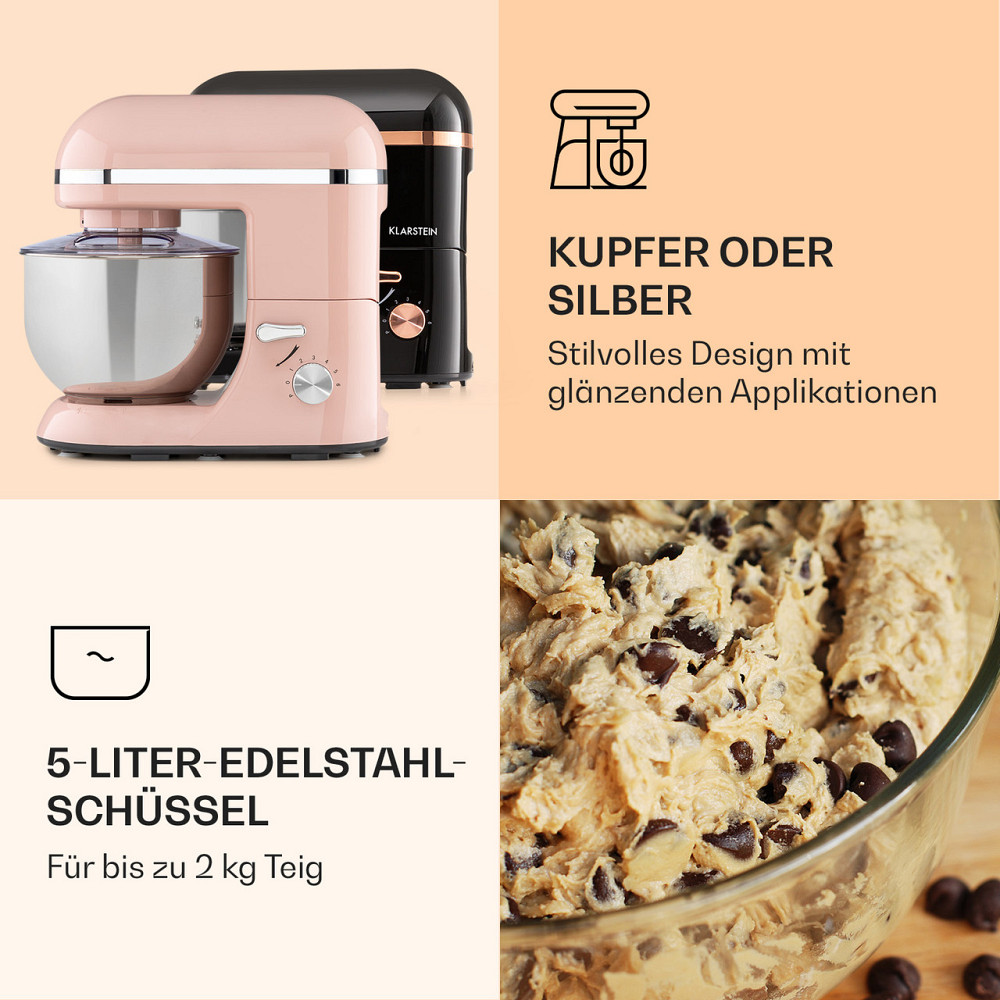 Кухонний комбайн Bella Elegance 2000 Вт/2,7 к.с./5.2 літра з неіржавкої сталі без BPA троянда (Німеччина, Рівне - фото 5