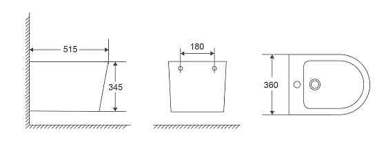 Биде подвесное Mixxus Premium Bevel-0501 515x360x345mm (MP6475) Киев