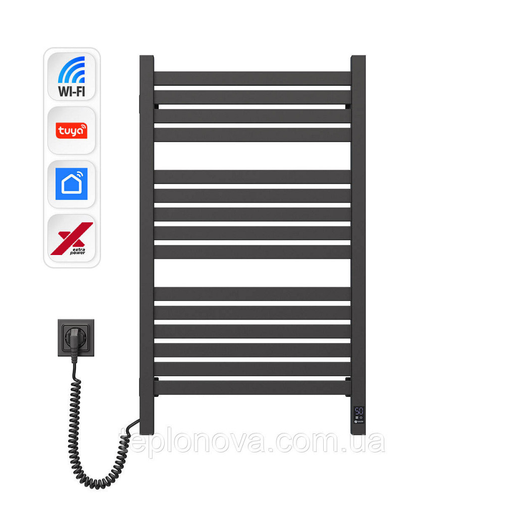 Електрична сушарка для рушників NAVIN Авангард X 480х800 Sensor з WI-FI лівобічна, чорний муар Чернівці - фото 1