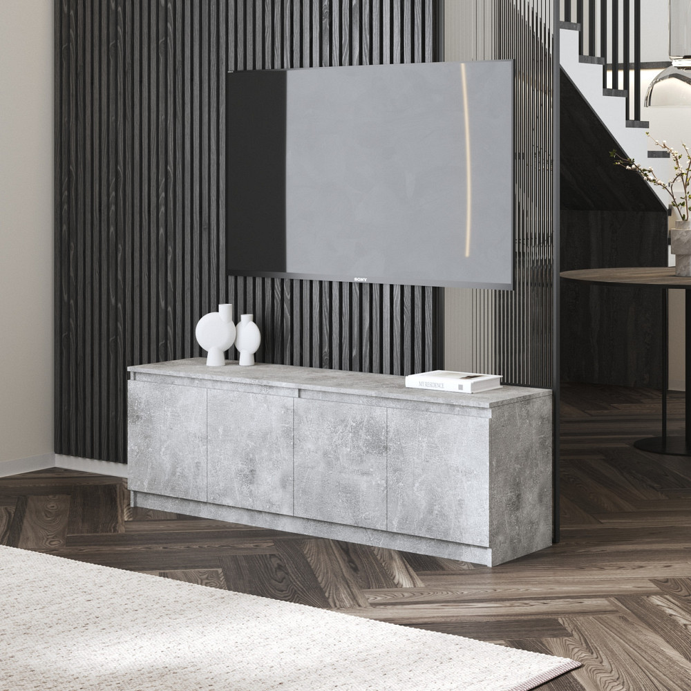 Тумба под телевизор VAYS в гостиную, современная с полками, без ручек R-31 Бетон Львов - изображение 1
