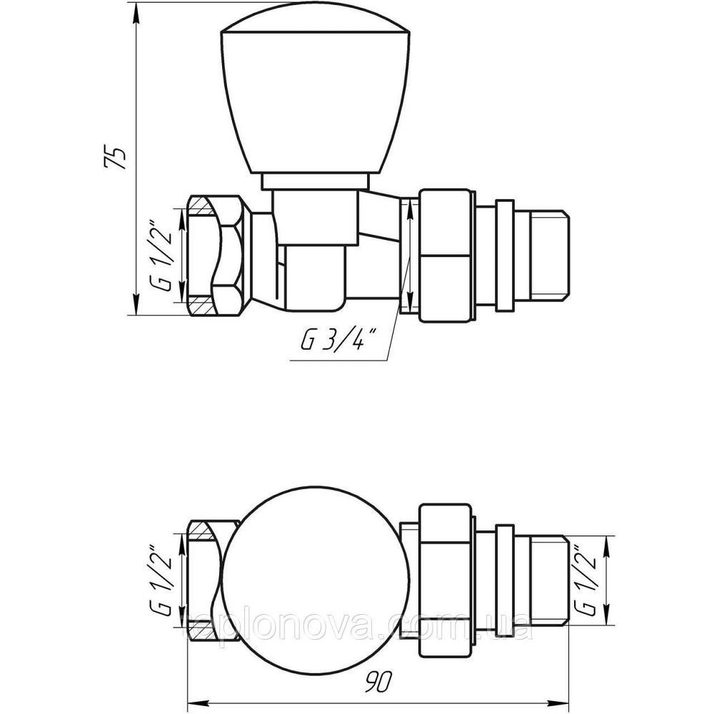 Кран радіаторний прямий SOLOMON 1/2" з гумовим ущільнювачем 161404 верх Чернівці - фото 2