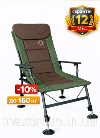Рыбацкое кресло-шезлонг Bonro B21 раскладной стул для рыбалки и отдыха темно-зеленое Мостиська