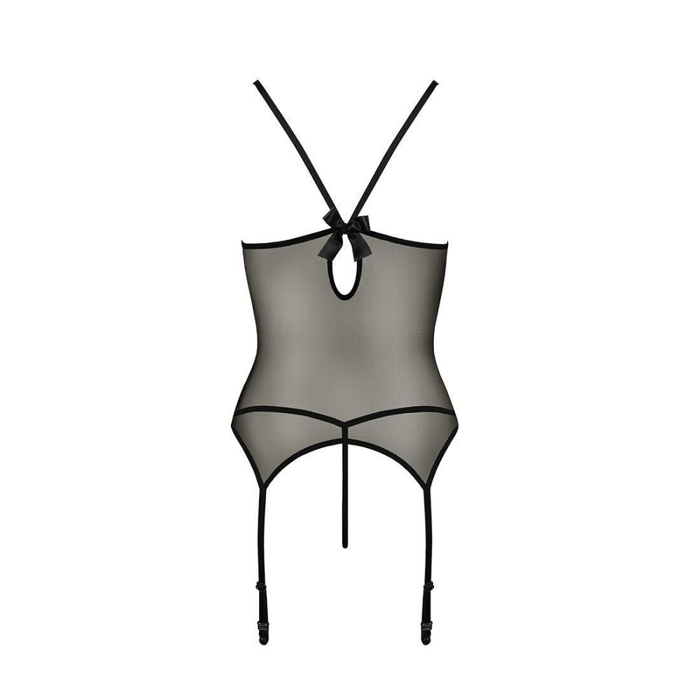 Корсет з пажами Passion MELANIA CORSET XXL/XXXL, black, трусики, напівпрозорий Sex Aura Київ - фото 6