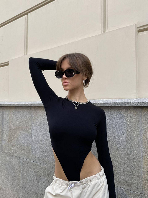 Жіноче ефектне боді з довгим рукавом віскоза Одеса - фото 10