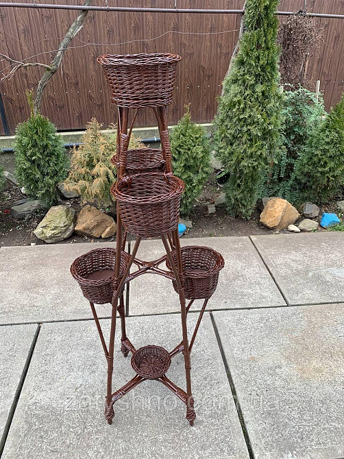 Плетеная коричневая подставка для 6шт вазон или цветов Киев - изображение 6