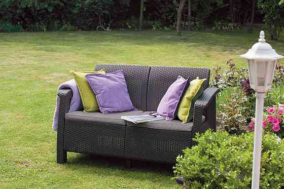Диван пластиковий садовий Keter Corfu II Love seat, графіт Київ