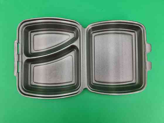 Ланч-бокс з спіненого полістиролу з кришкою 2-х секційний (236*179*73*) чорний (Р2662\2865) (125 шт) Харків