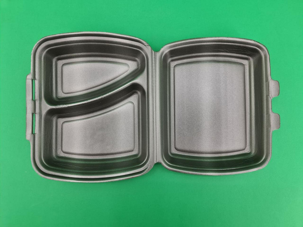 Ланч-бокс з спіненого полістиролу з кришкою 2-х секційний (236*179*73*) чорний (Р2662\2865) (125 шт) Харків - фото 1