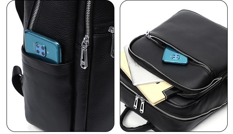 Чоловічий шкіряний рюкзак для подорожей чорний Киев - изображение 7