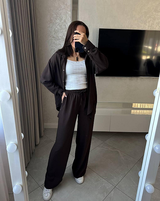 Женский базовый брючный костюм двойка: рубашка и брюки ролекс Одесса - изображение 1