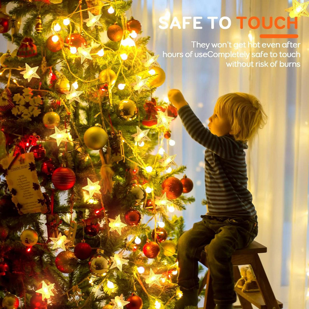 Світлодіодна гірлянда кульки та зірки AWFLTO 15 м, 120 LED, 8 режимів, пульт, водостійка, для вулиці та дому Київ - фото 4