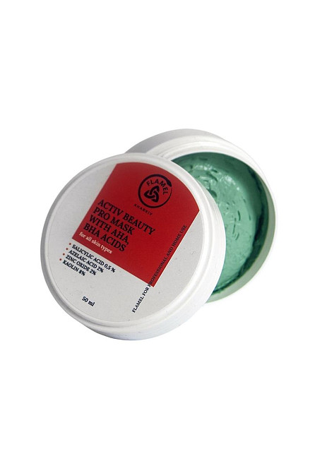 Каолінова маска з кислотами AHA, BHA FLAMEL ACTIVE BEAUTY PRO, 50 мл Дніпро - фото 1