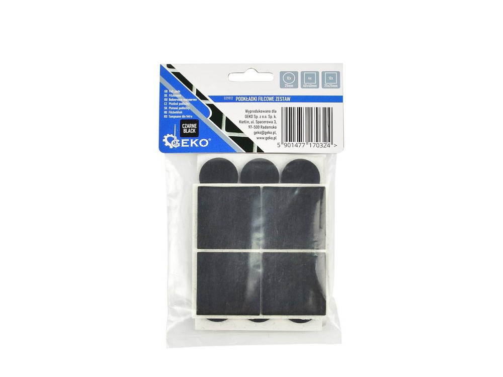 Підкладки повстяні на липучку "GoKo" квадратні: 25мм - 12шт, 40мм - 4шт, круглі 25мм - 12шт (всіх20 штук) чорного кольору Киев - изображение 2