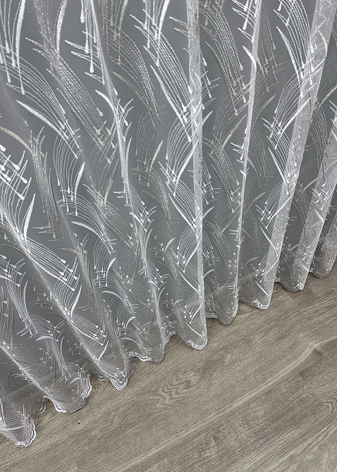 Тюль VR-Textil 1583т Фатин з вишивкою та люрексом Білий з сріблястим 200х240 см (42-0893) Київ - фото 8