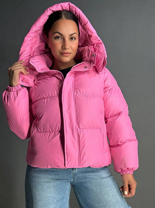 Куртка жіноча Lady Yep 10005 дута пуффер з капюшоном рожева, рожевий, 44 Київ - фото 1