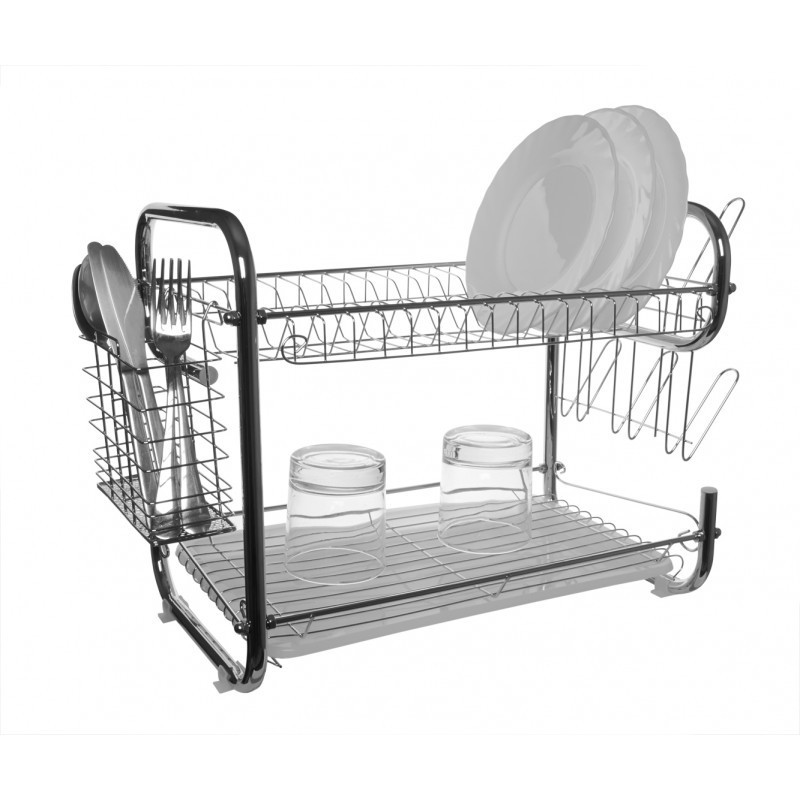 Сушилка на стол UNIQUE UN-2001  из нержавеющей стали для посуды 2 яруса, пластиковый поддон,  42*23*37 см Одесса - изображение 3