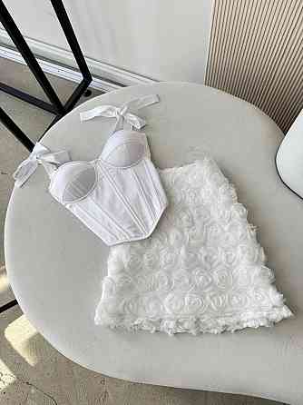 Женский романтичный корсетный комплект с 3D-цветами Белый, M Одесса