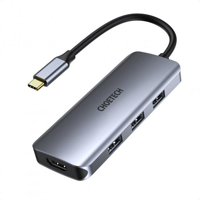 Концентратор Choetech HUB-M19 7 in 1 USB-C до HDMI Multiport Adapter Сірий Харків - фото 1