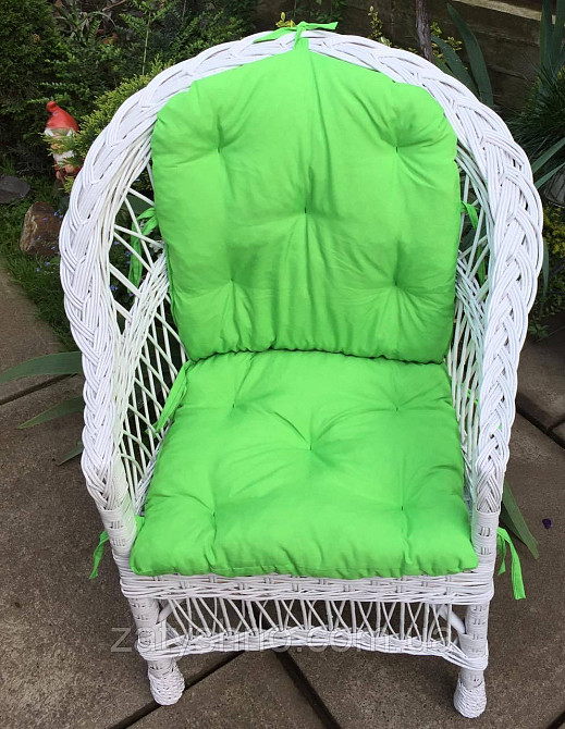 Крісло плетене з салатовою накидкою Київ - фото 7