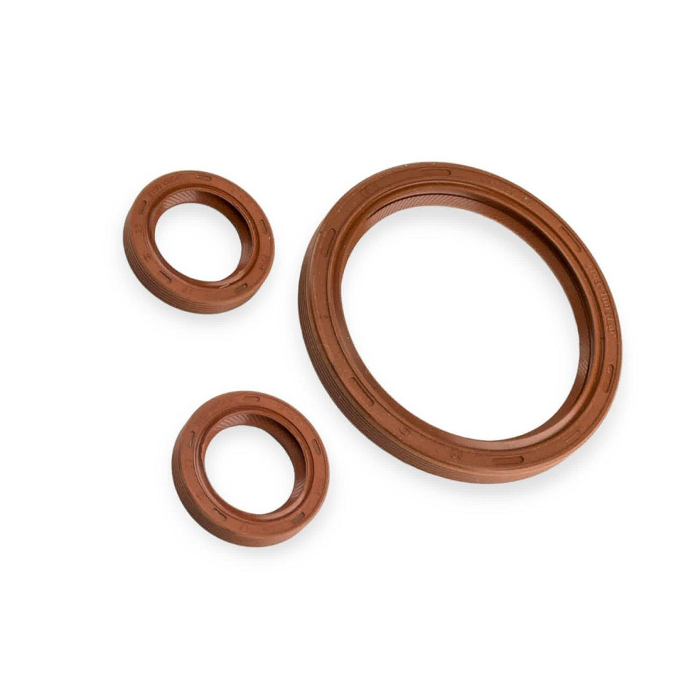 Сальник коленвала 2108-2115, 1117-1119, 2170-2172 (к-кт 3 шт) силікон FPM червоний КРТ Мукачево - фото 2