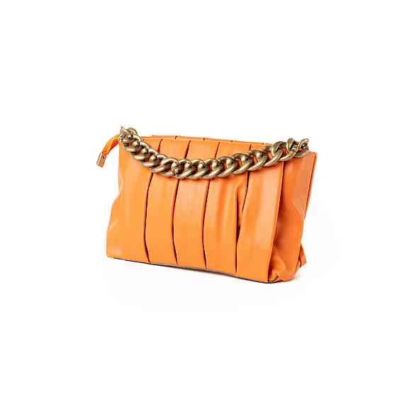 Сумка женская стильная летняя через плечо с ручкой цепочкой и съемным регулируемым ремешком, Оранжевый Каменец-Подольский
