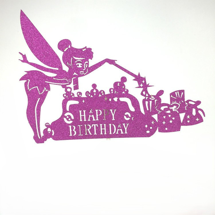 Топпер С Днем Рождения с блестками 13 на 10 см малиновый Киев - изображение 3